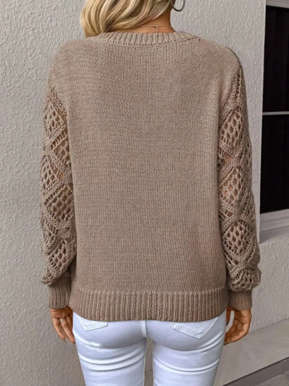 V-Neck Crochet Sweater