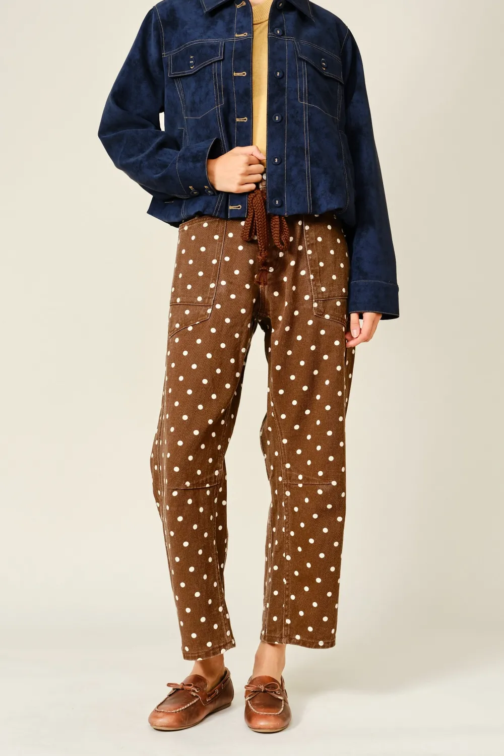 Women's Polka-Dot Barrel-Leg Jeans
