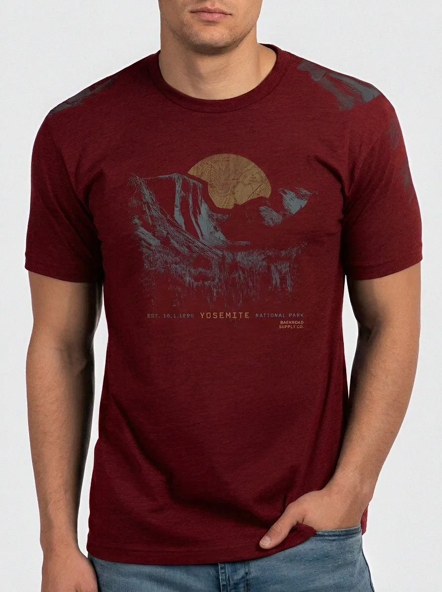 Men's Yosemite National Park Mountain Sunset Printed T-shirt