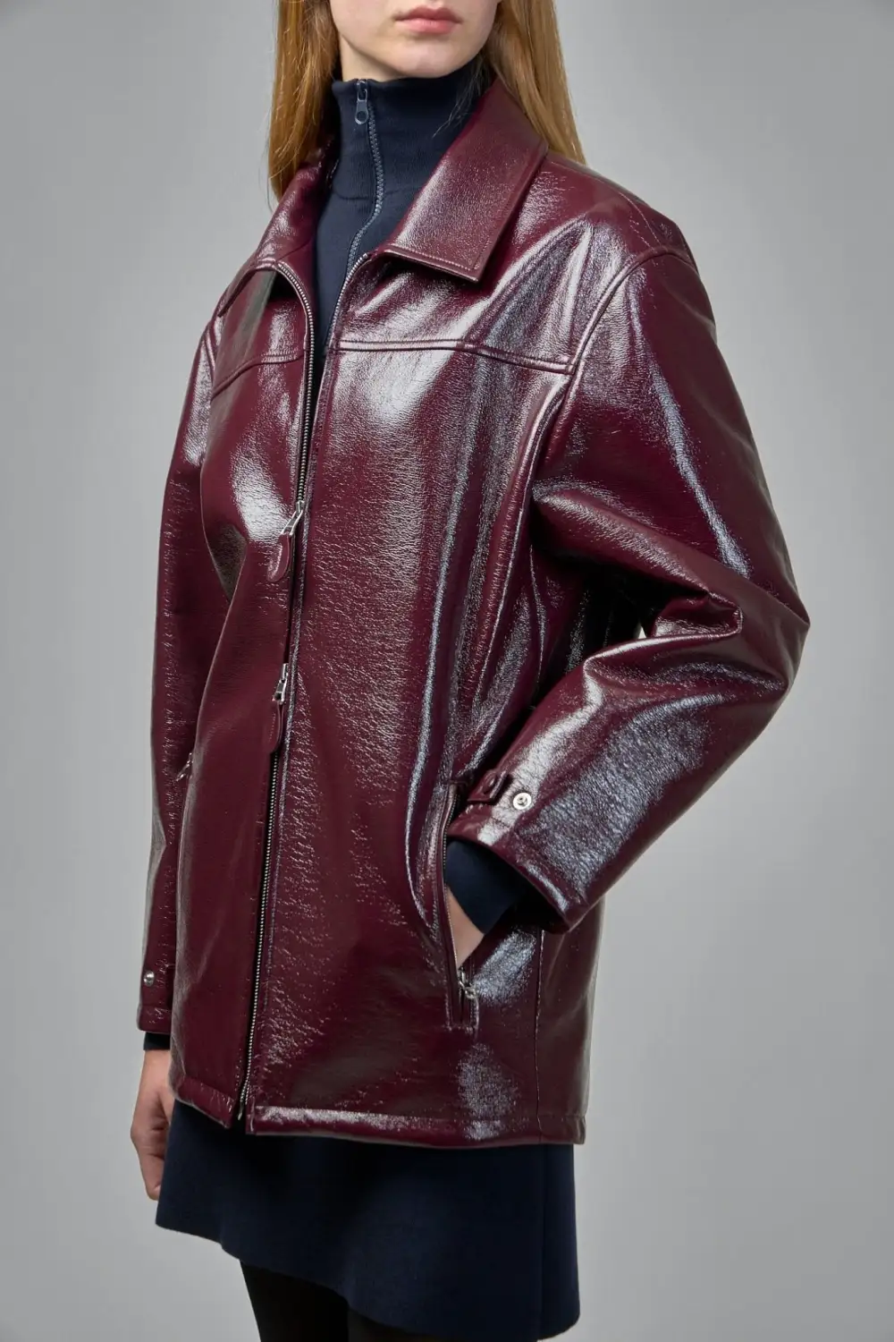 Zip-Front Clean-Line Bomber Jacket