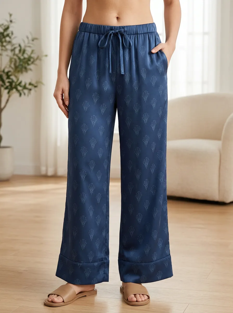 Printed Wide Leg Relaxed Pajama Pants