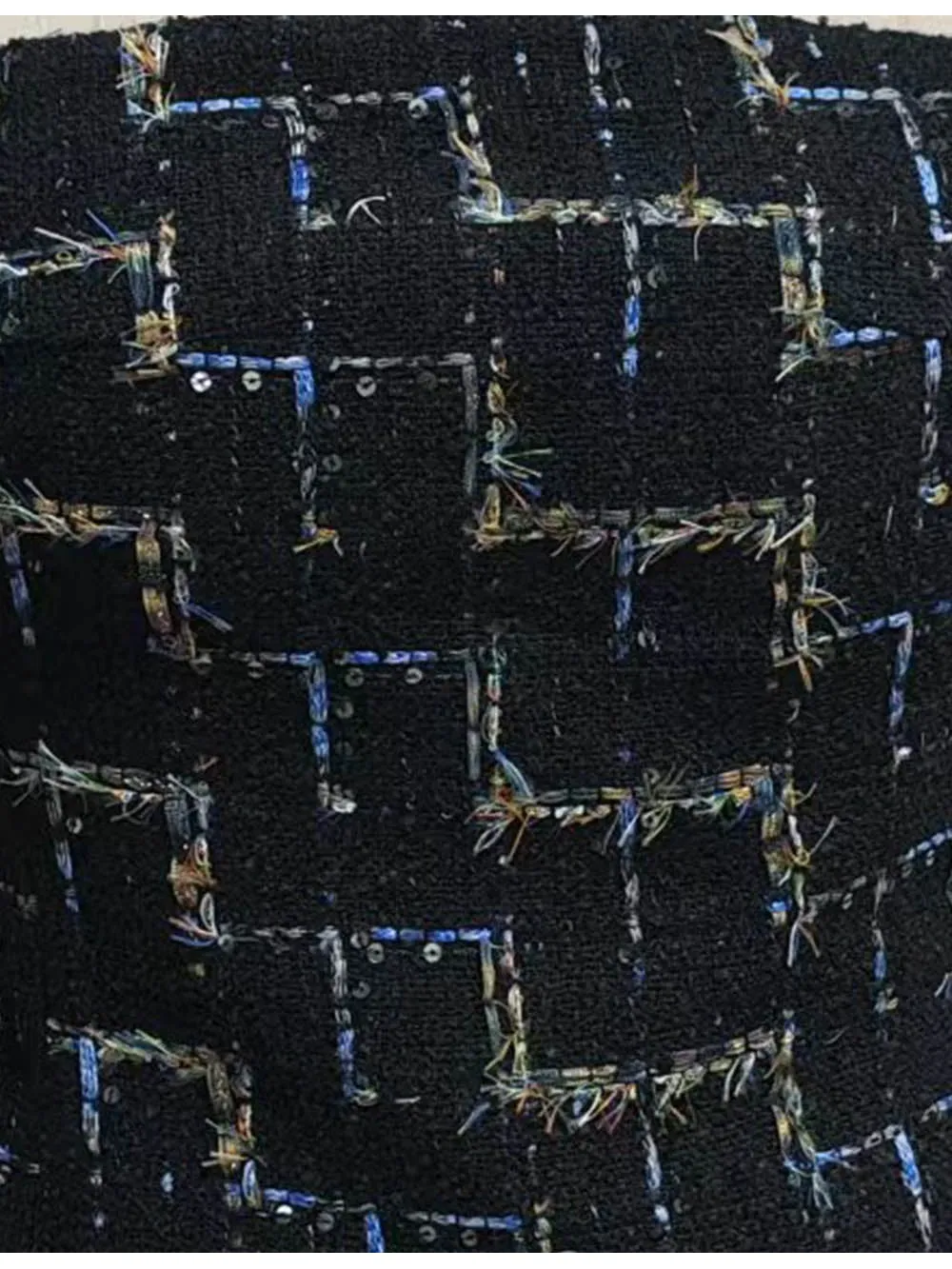 Tweed Checked Pattern Color Block Tube Top