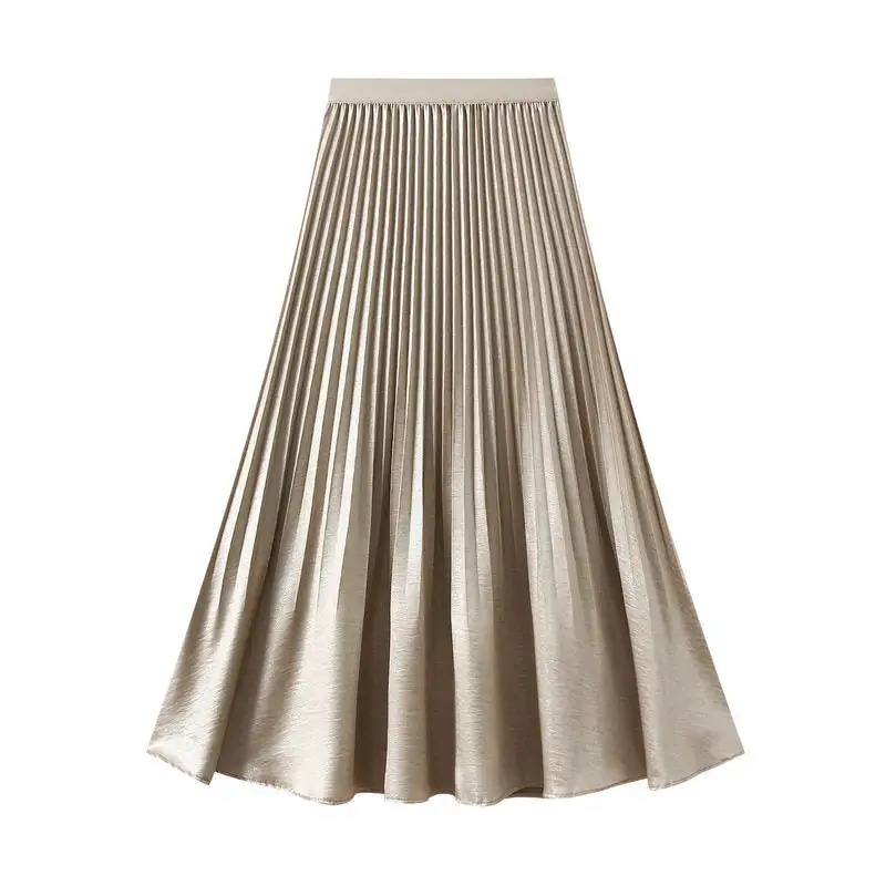 Classic Pleated High Waist Mermaid Midi Skirt