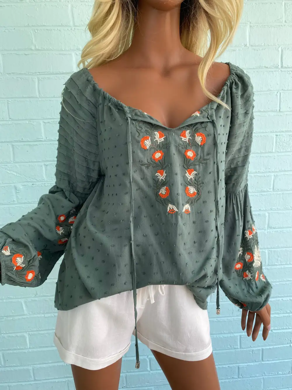 Textured Crochet Detail Blouse