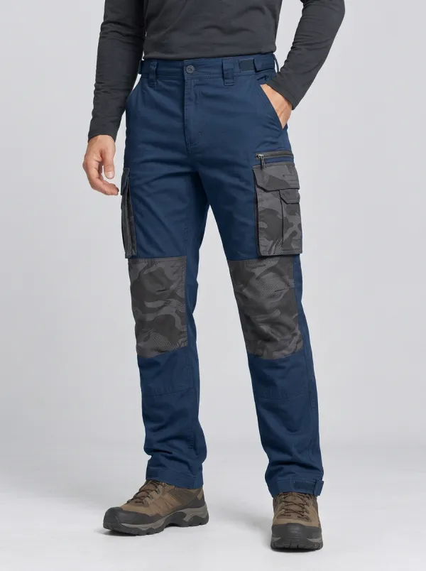 Men's Charcoal Grey Camo Multi-Pocket Adjustable Hem Tactical Cargo Pants
