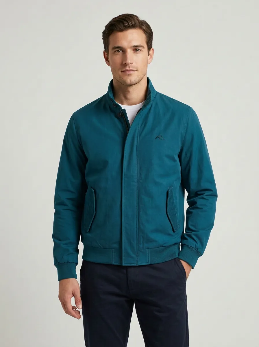Men's Outdoor Enthusiast Mountain Logo Embroidered Bomber Jacket