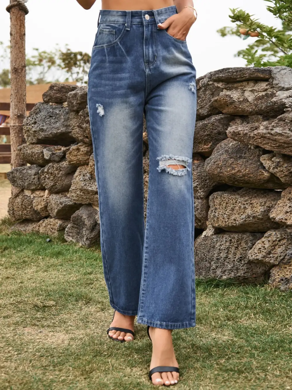 Clean Cut Drawstring Denim Jeans