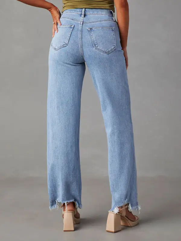 Relaxed Pocketed Straight Leg Jeans