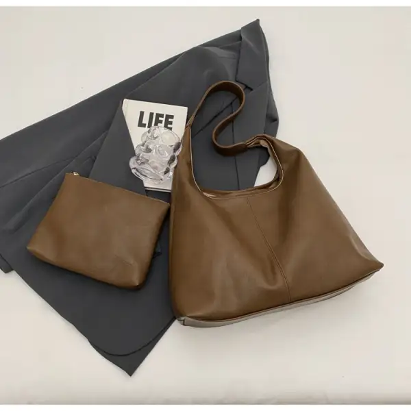 Roomy Faux Leather Baguette Bag
