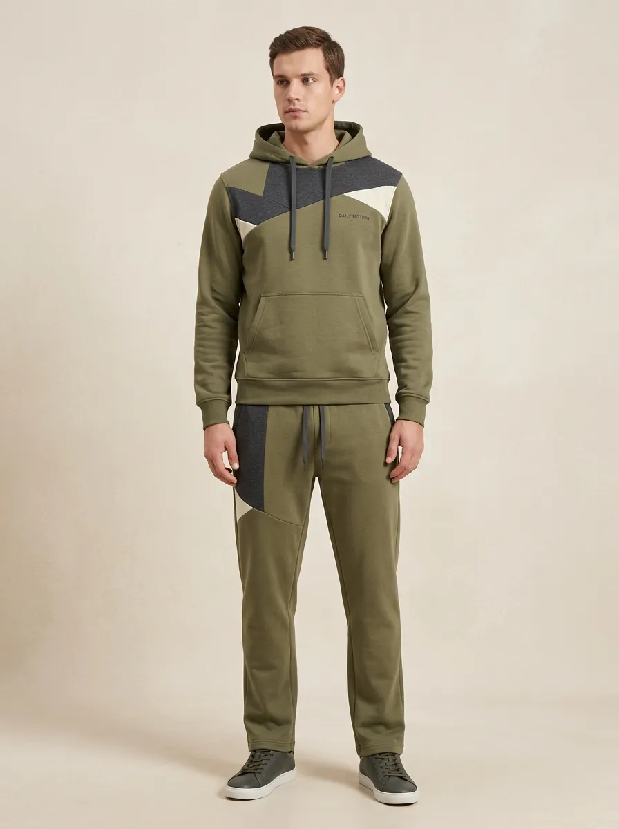 Men's Geometric Colorblock Print Jogger Set