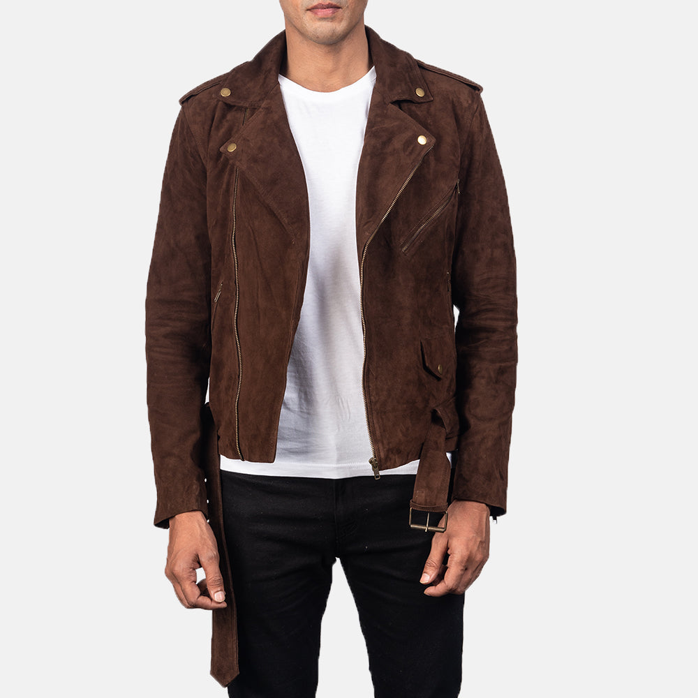 Men's Textured Biker Suede Jacket