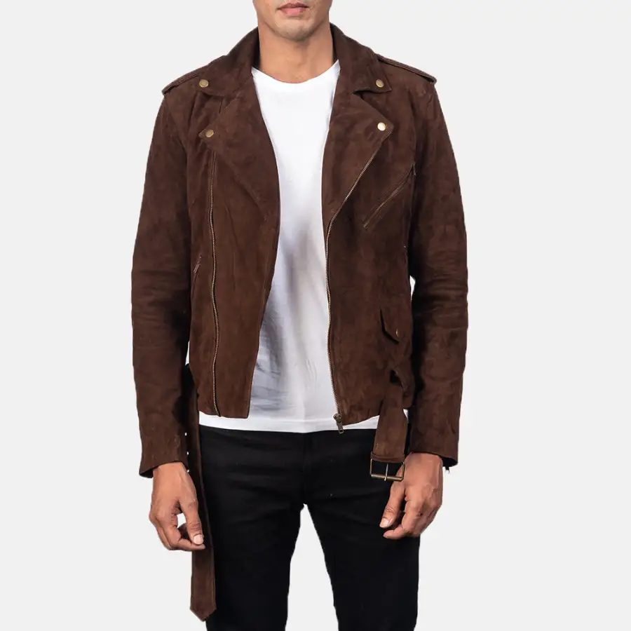 Men's Textured Biker Suede Jacket