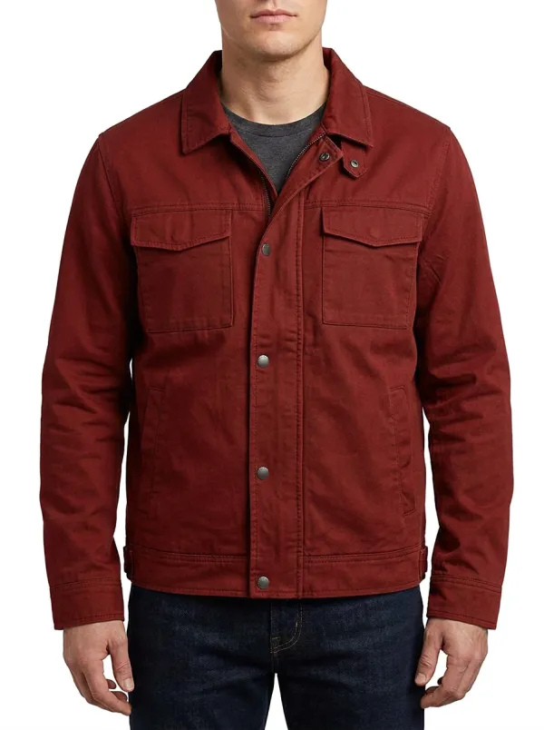 Men's Olive Green Utility Field Button-Up Jacket
