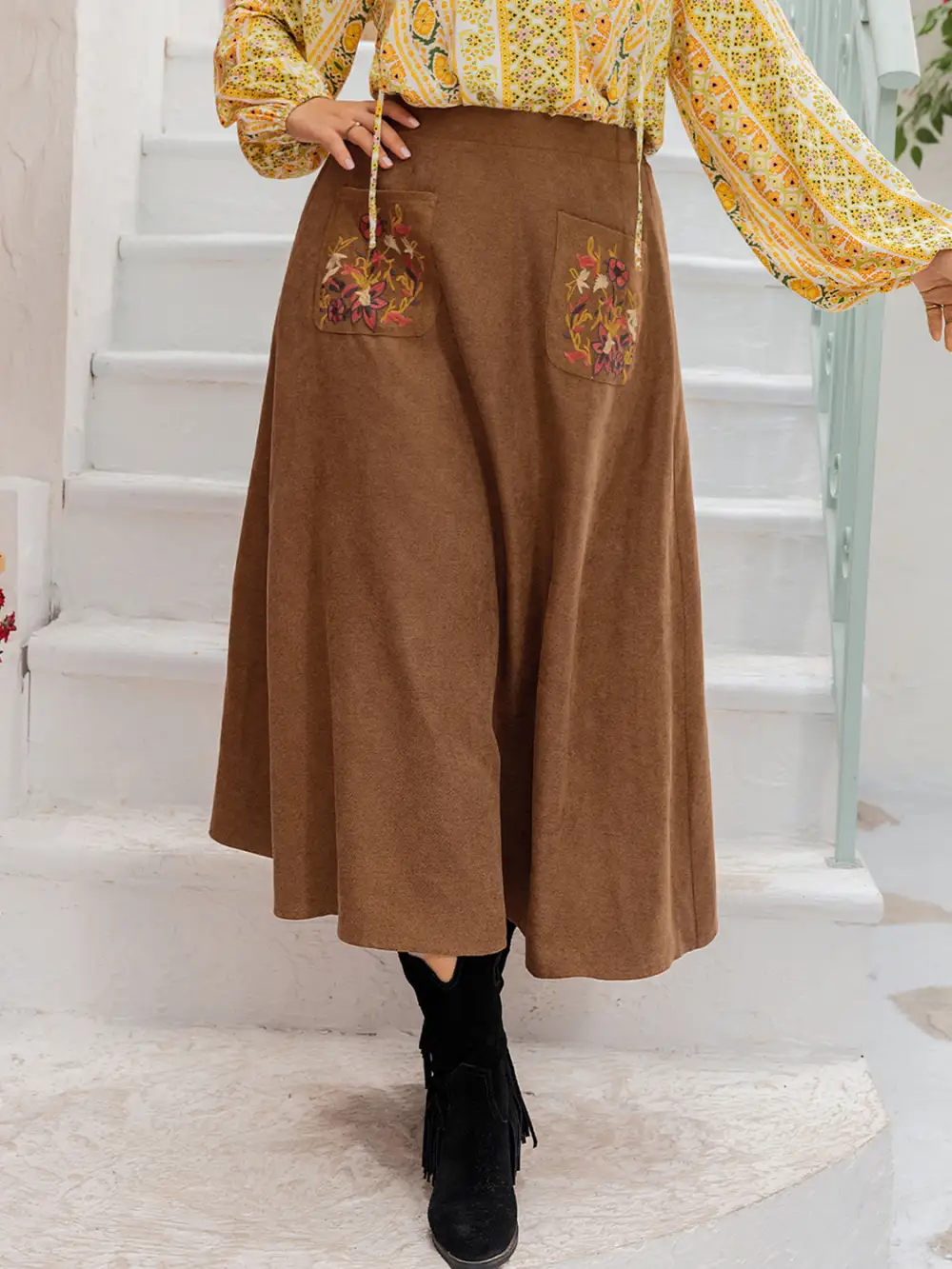 Softline Flexible Embroidered Skirt