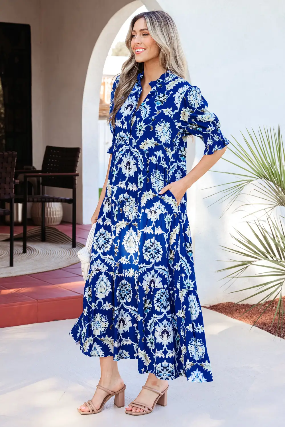 Wearable Cut Floral Printed Ruffle Dress