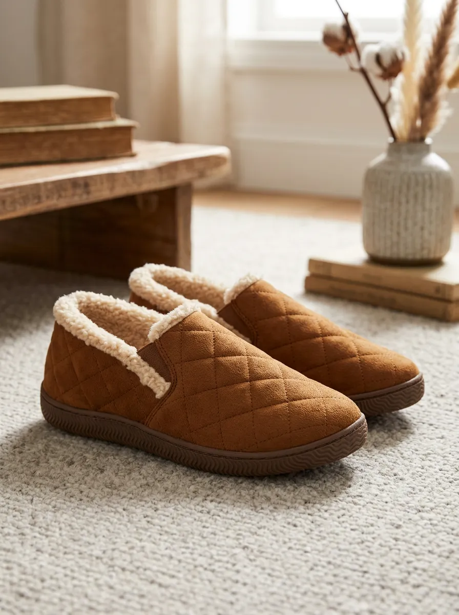 Core Quilted Faux Fur Lined Collection Unisex Warm Wool Shoes