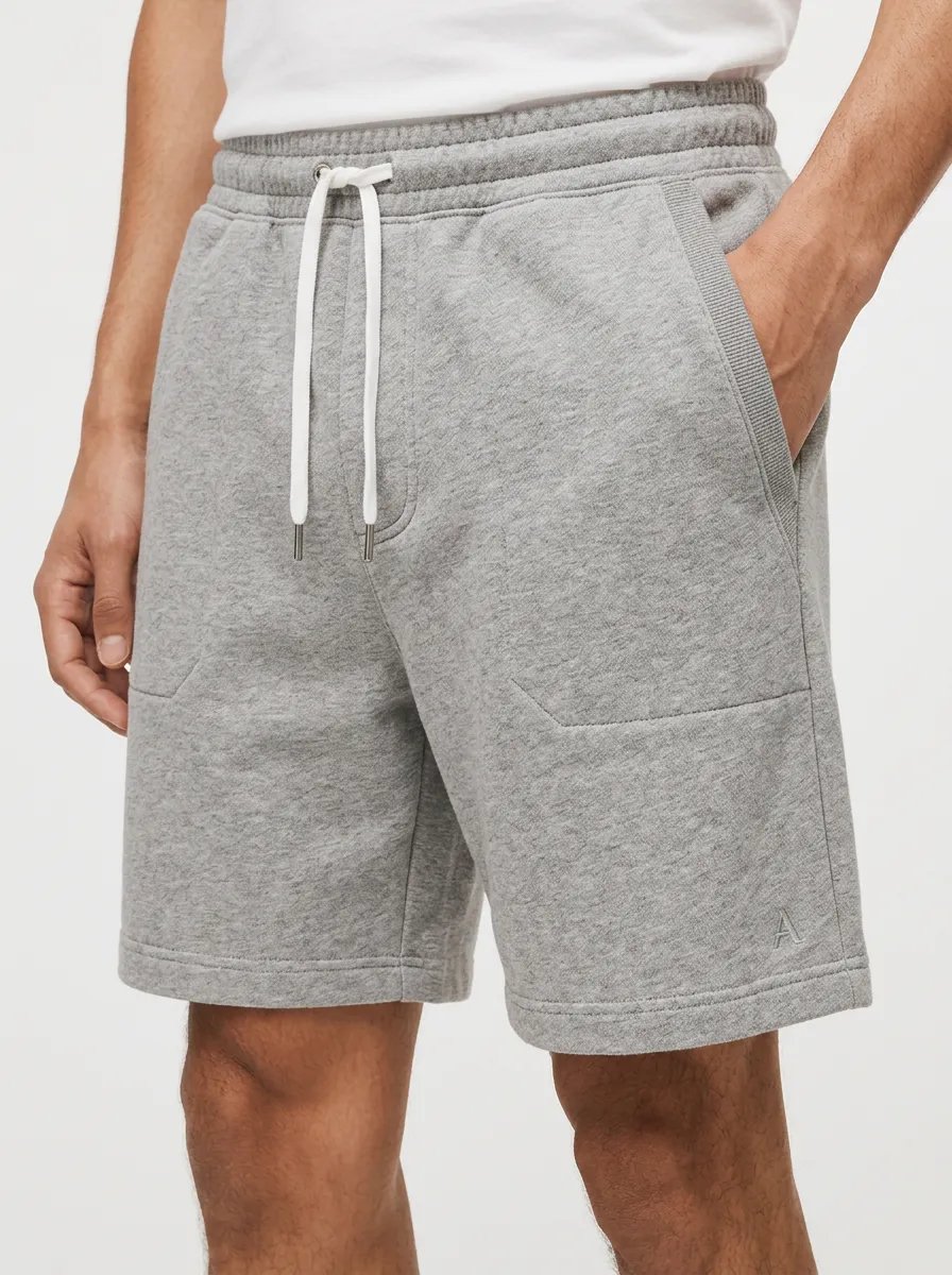 Men's Casual Minimalist Grey Embroidered Logo Sweat Shorts