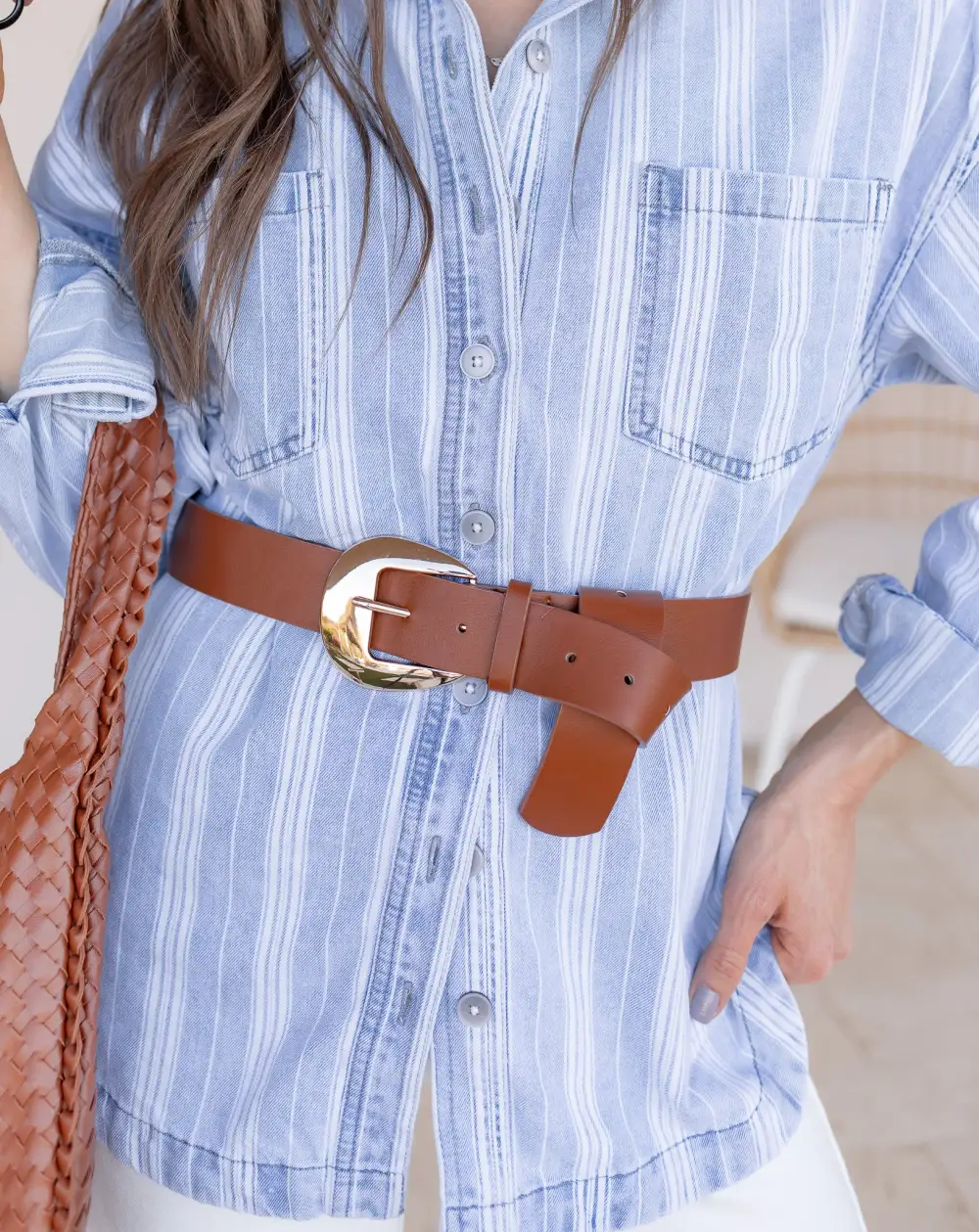Textured Rounded Buckle Belt