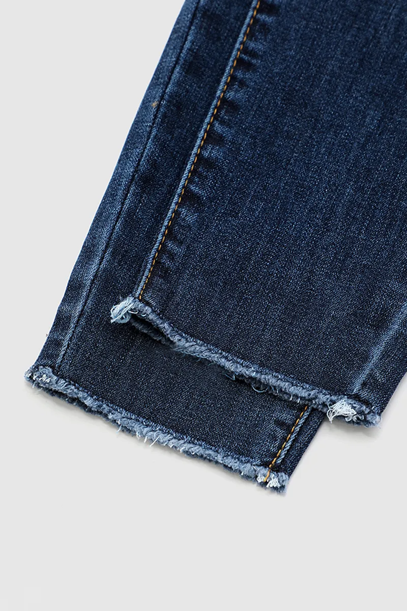 Raw Hem Button Up Skinny Jeans