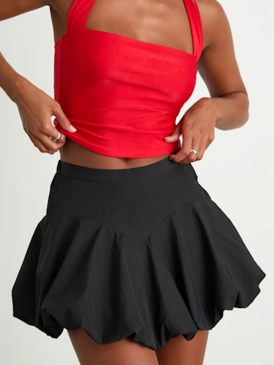 Casual Bubble Hem Skort