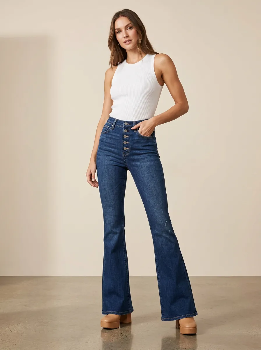 Statement High-Waist Women's High-Waist Stretch Flare Jeans