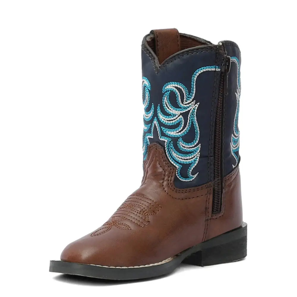 Washed Men's Denim Boots With Pull On