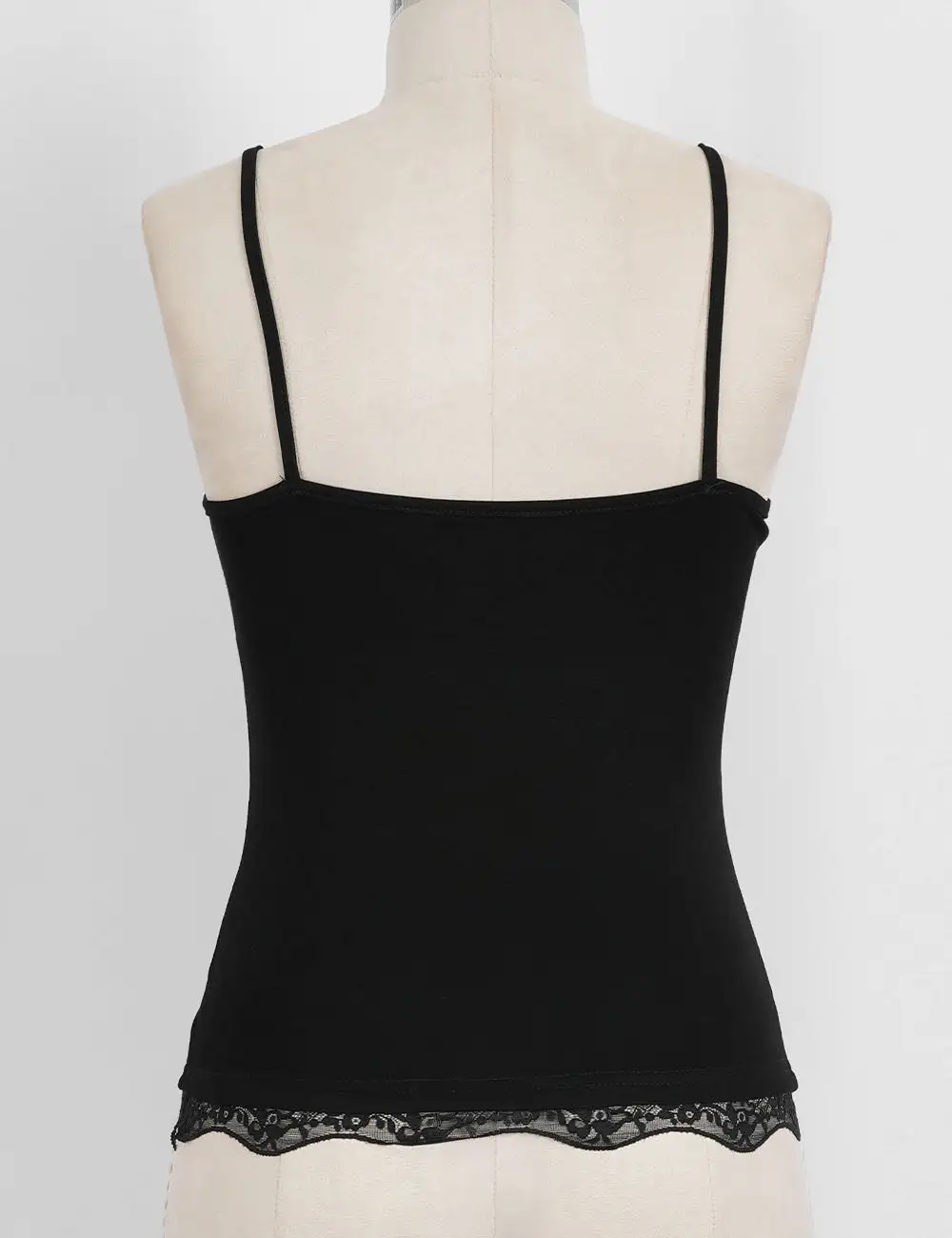 Lace Trim V Neck Spaghetti Strap Cami Top