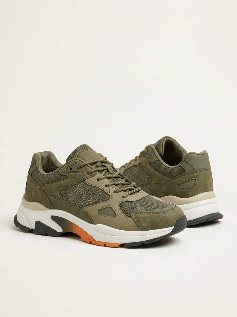 Men's Outdoor Adventure Topographic Pattern Printed Sneakers Everyday Design