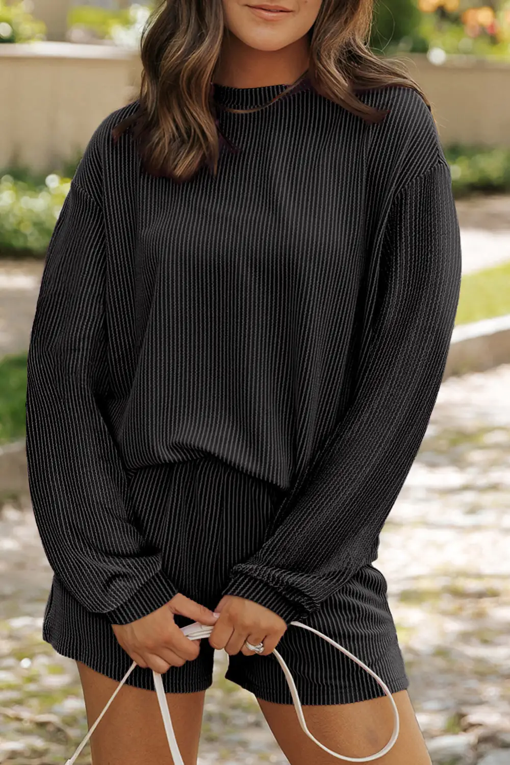 Knit Long Relaxed Shorts Lounge Set