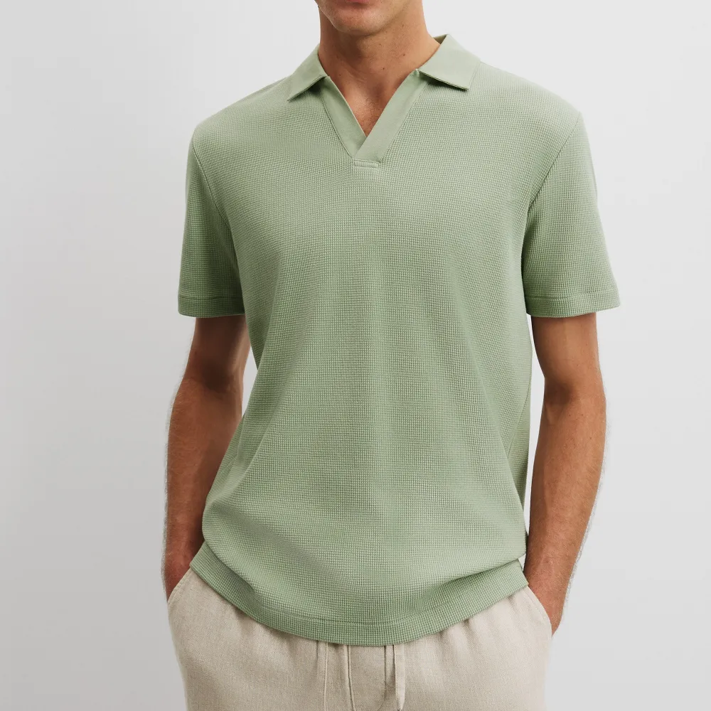 Men's Waffle Knit Polo Shirt