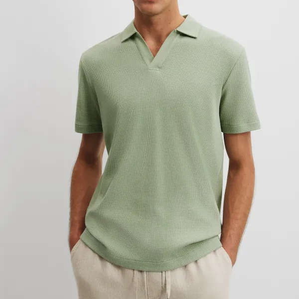 Men's Waffle Knit Polo Shirt