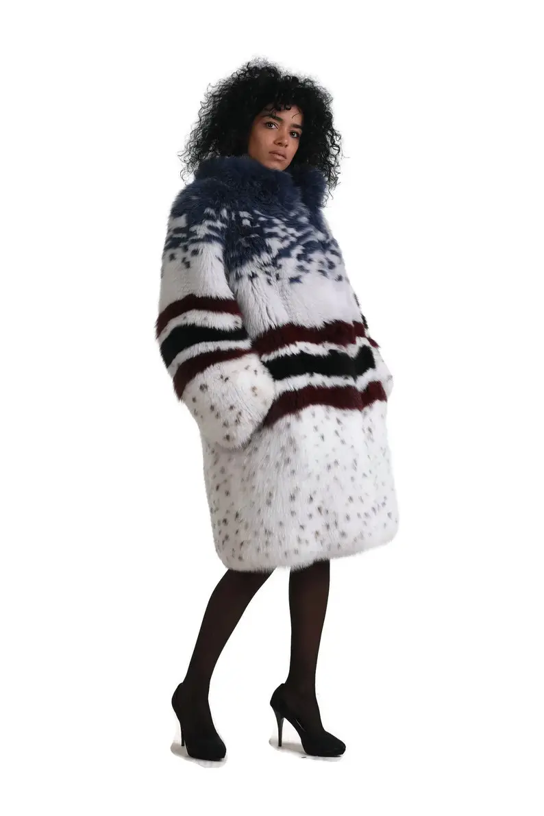 Multicolored Fox Fur coat