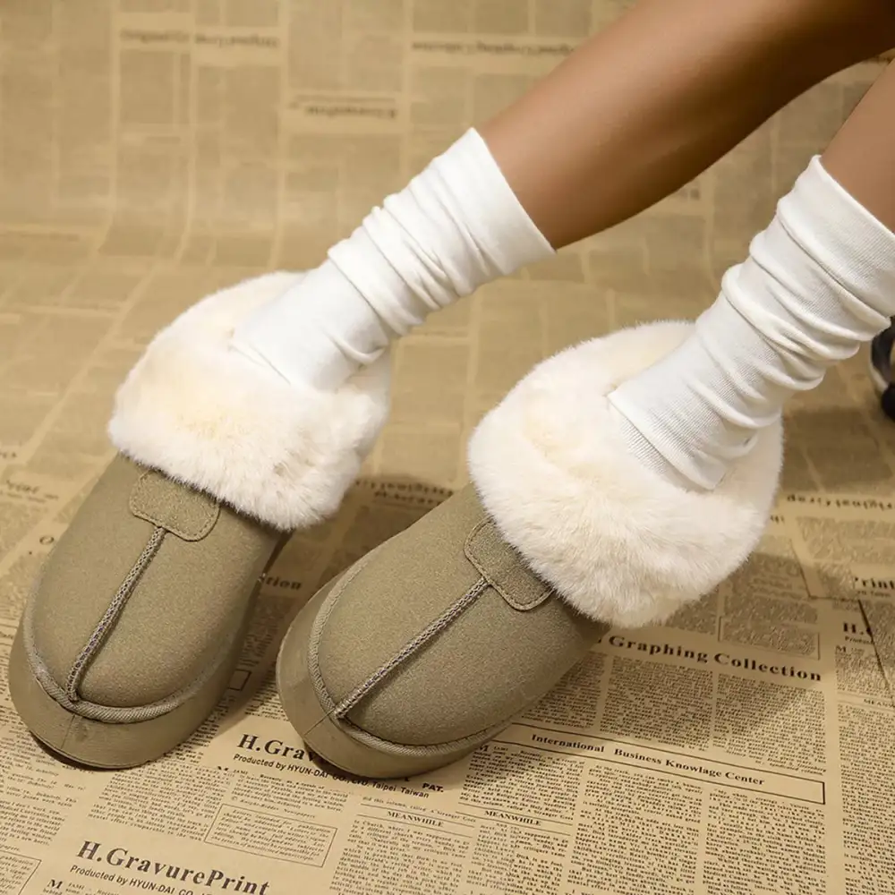 Fuzzy Trim Platform Boots