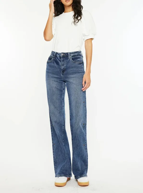 Distressed Straight Denim Jeans