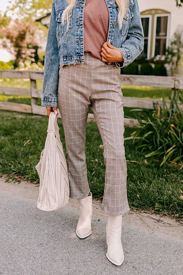 High Waist Relaxed Plaid Side Zip Pants