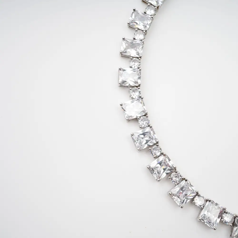 Silver Tone Crystal Embellished Necklace