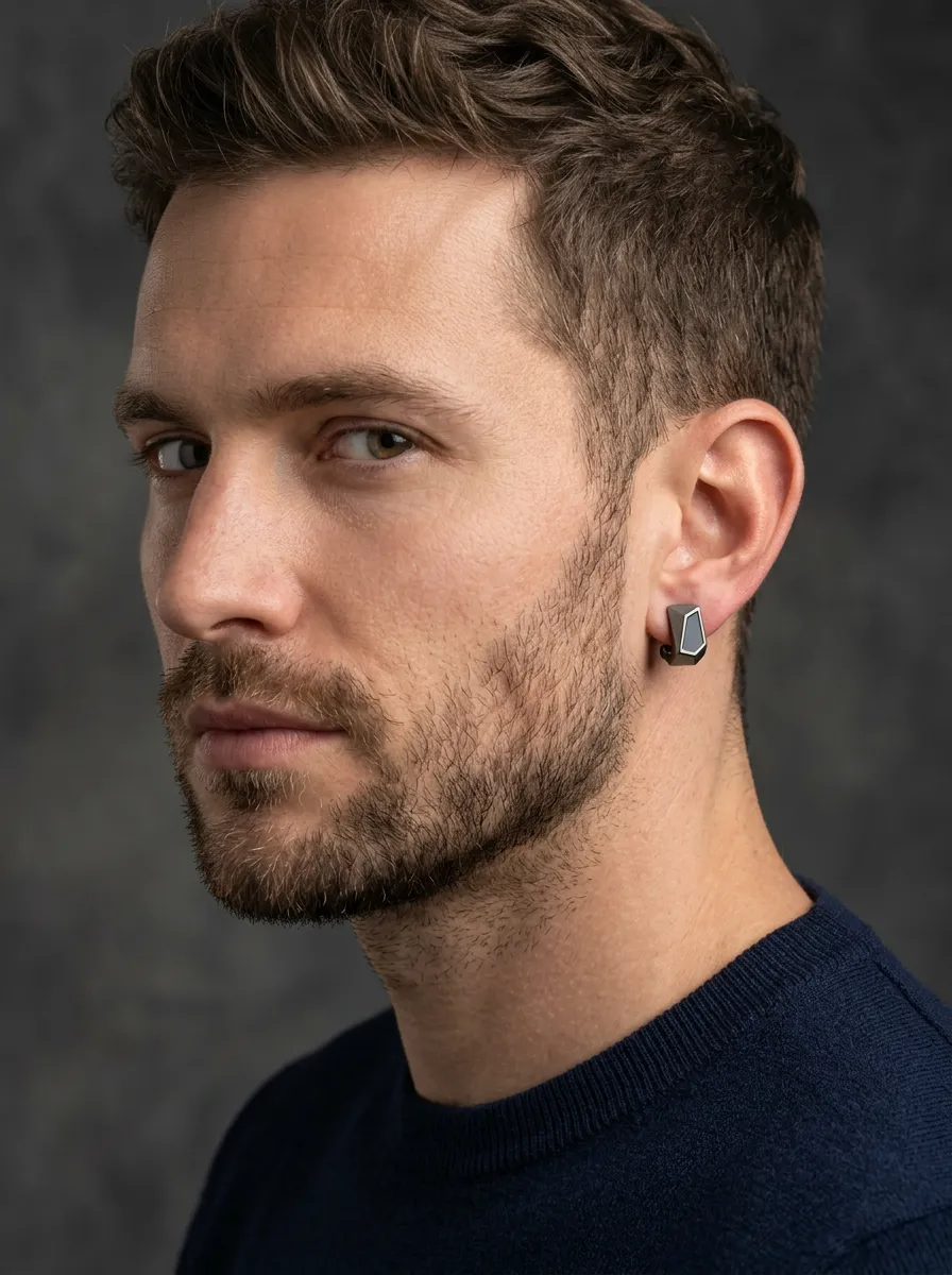 Men's Minimalist Geometric Metal Stud Earrings