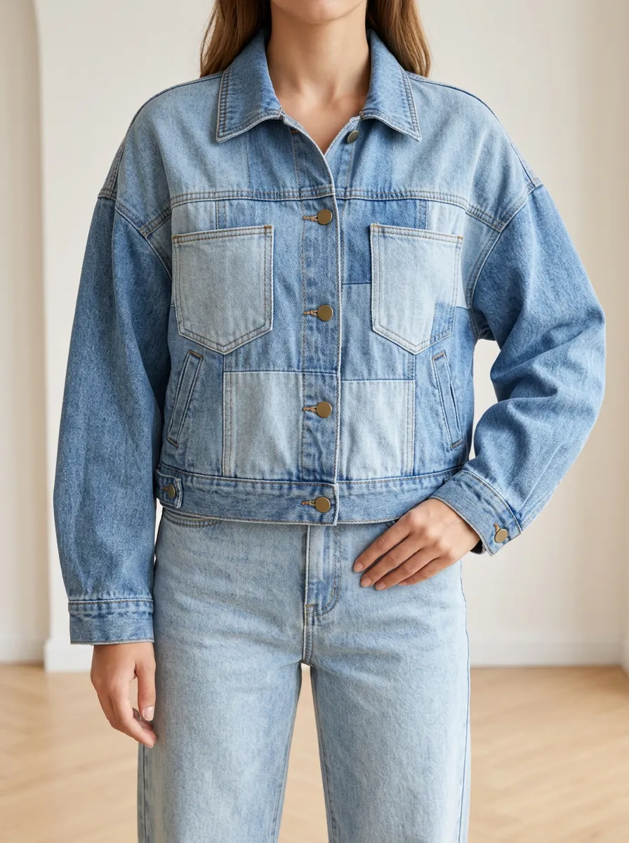 Button Front Women's Denim Layering Jacket