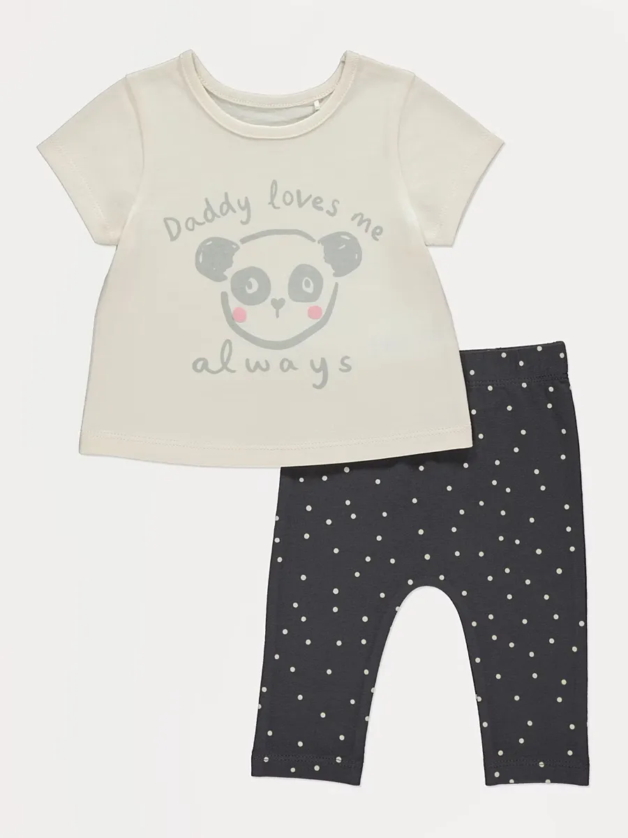 Daddy Loves Me T Shirt and Leggings Outfit