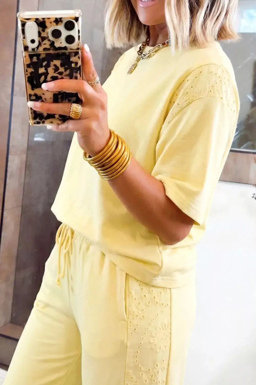 Half Sleeve Top and Drawstring Pants Set