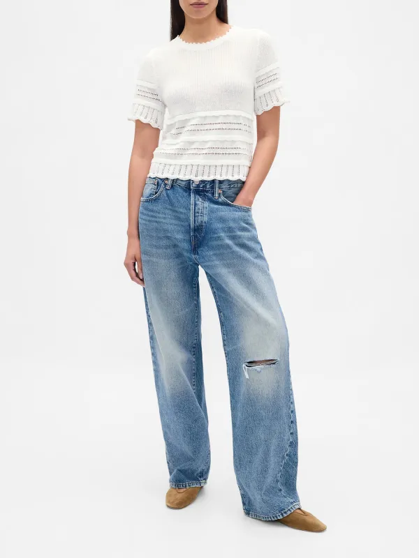 Ribbed Mouth Hollow Sweater