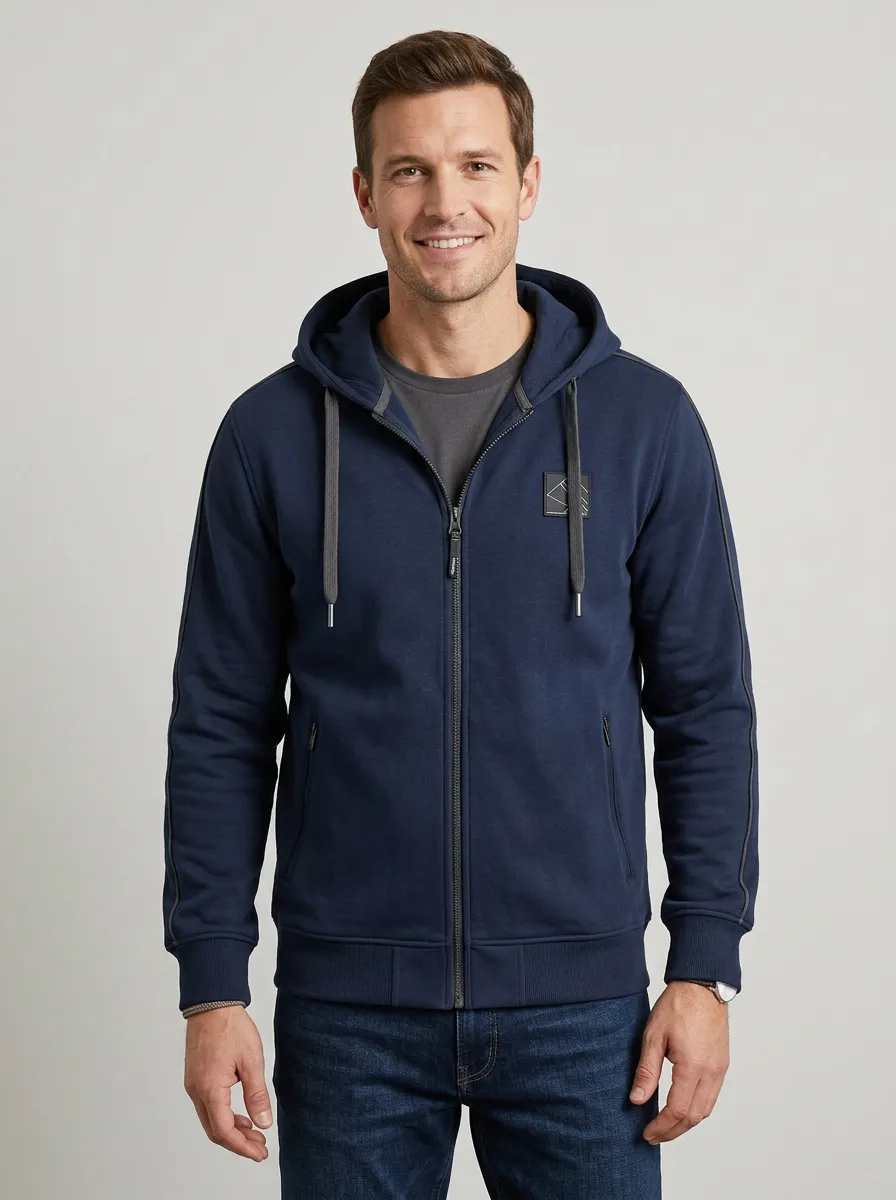 Men's Active Geometric Hooded Zip-Up Sports Jacket