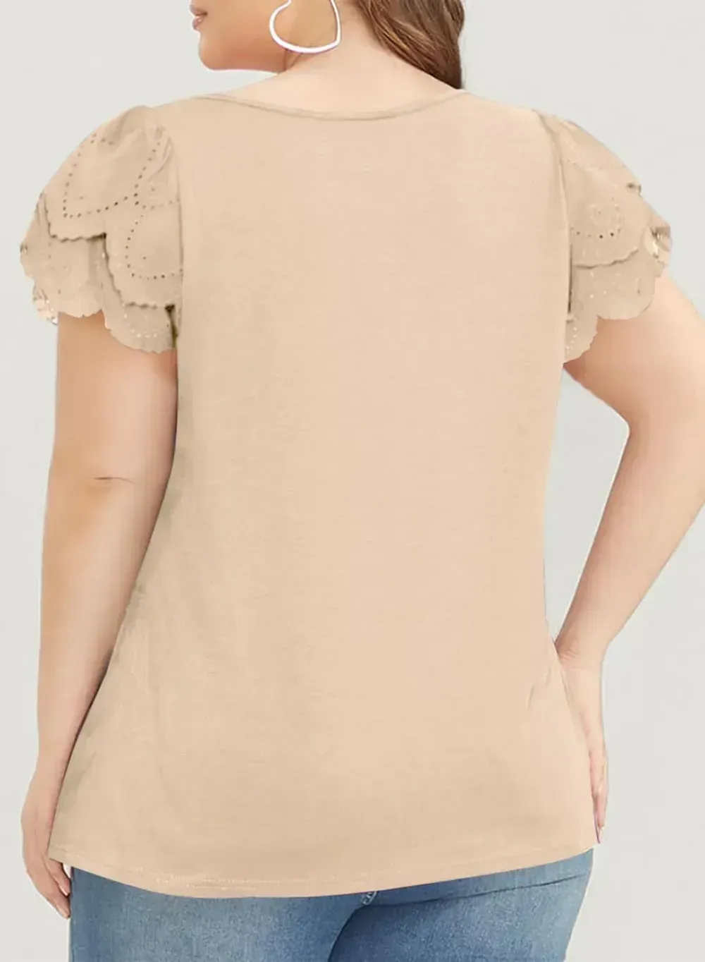 Eytino Womens Plus Size Tops Ruffle Short Sleeve Square Neck Summer Loose Casual Tee Shirts(1X-5X)