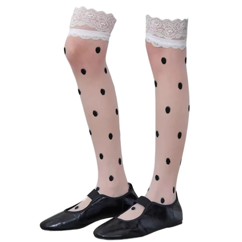 Polka Dot Sheer Knee High Socks