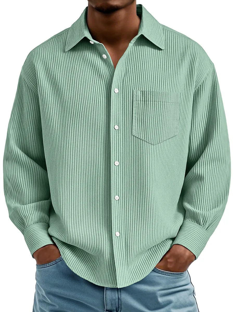 Ribbed Knit Pocket Shirt