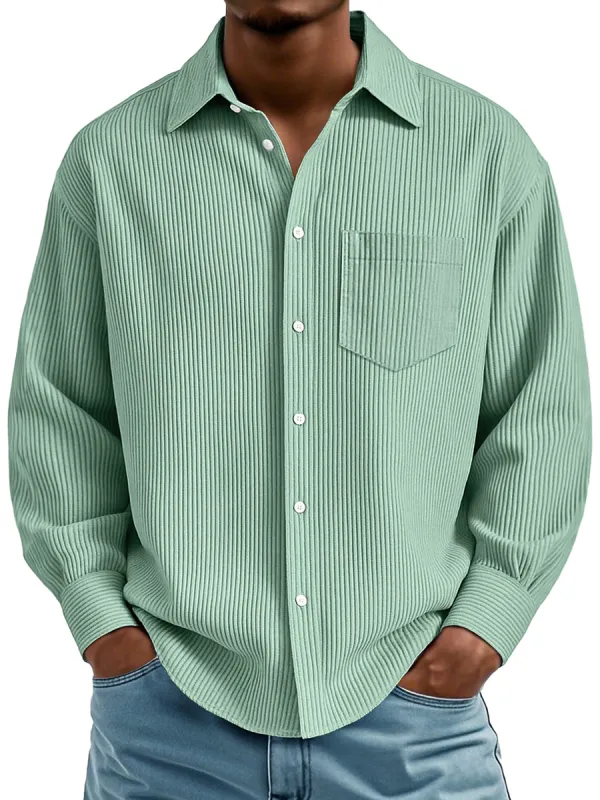 Ribbed Knit Pocket Shirt