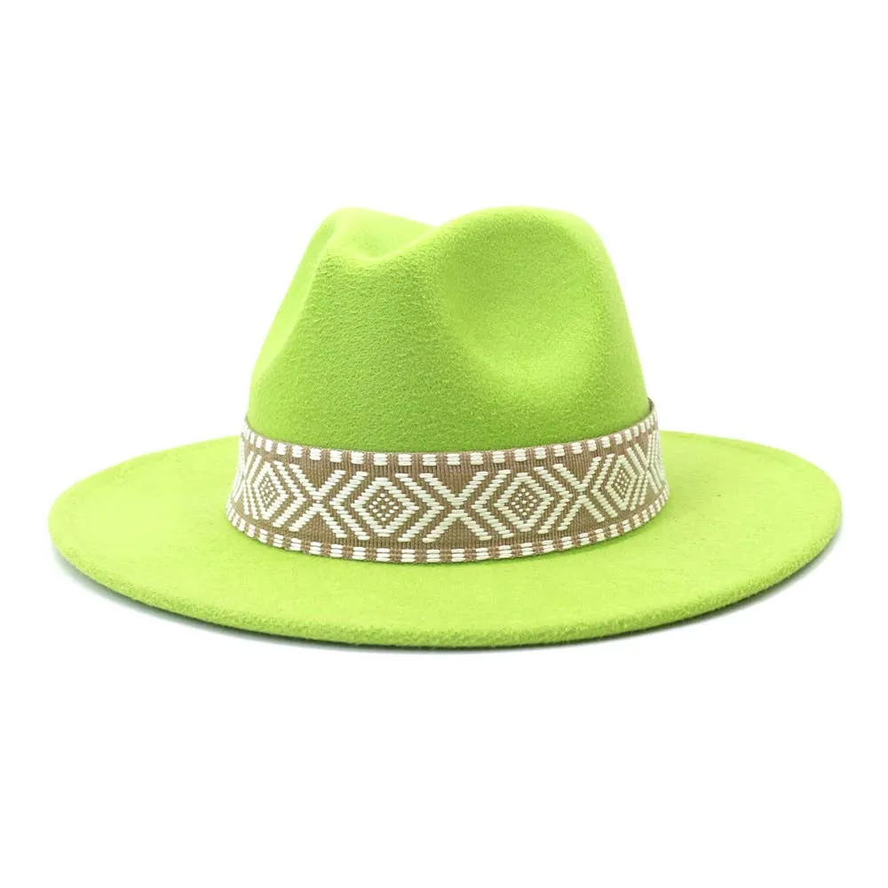Belt Retro Flat Fedora Hat