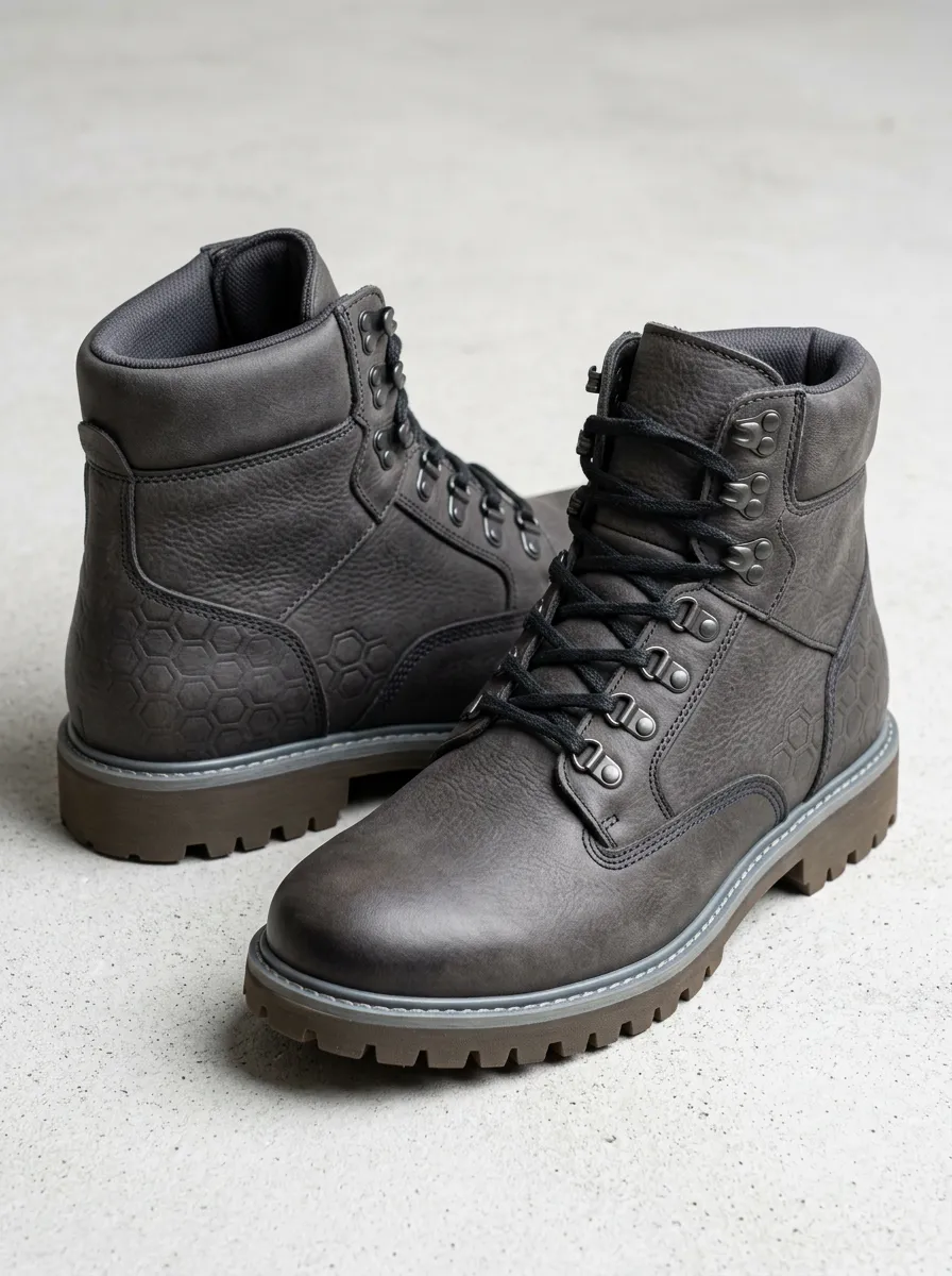 Unisex Honeycomb Pattern Print Work Boots