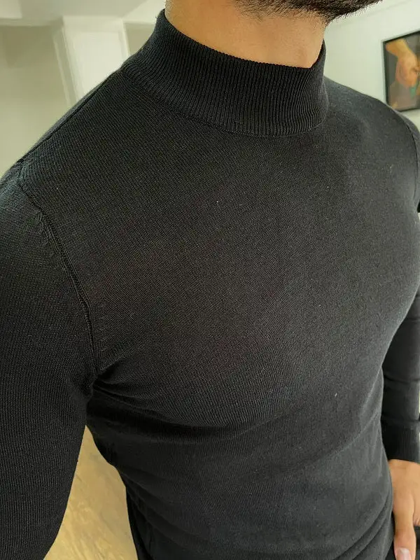 Simple Slim Fit Cotton Turtleneck Sweater