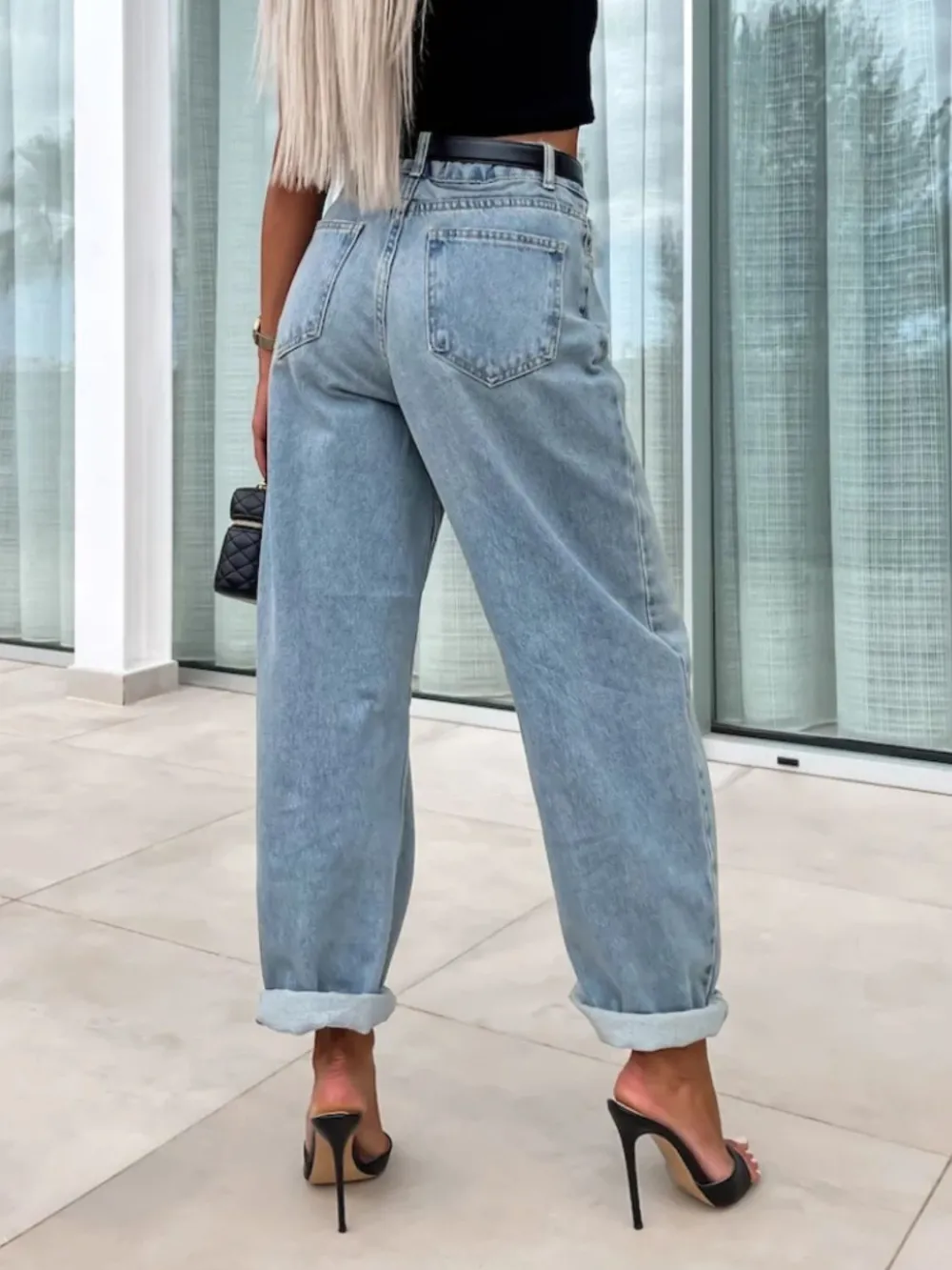 Open Front Frayed Hem Denim Jeans